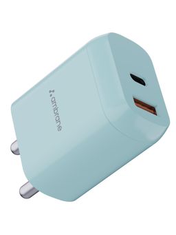 Ambrane - RAAP H33 30W Dual Output Fast Charger/Adapter with QC & PD Technology Mint Green